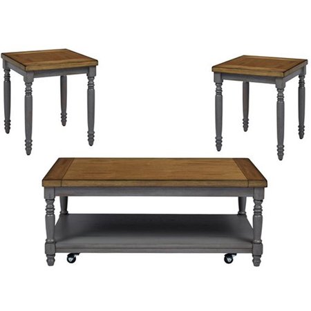 Progressive Furniture Progressive Furniture T236-95 Living Room Cocktail Table & 2 End Tables; Oak & Brushed Gray - Pack of 3 T236-95